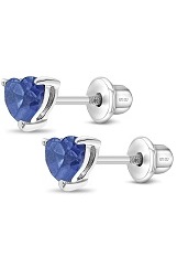 cute silver 5mm blue cubic zirconia December birthstone earrings